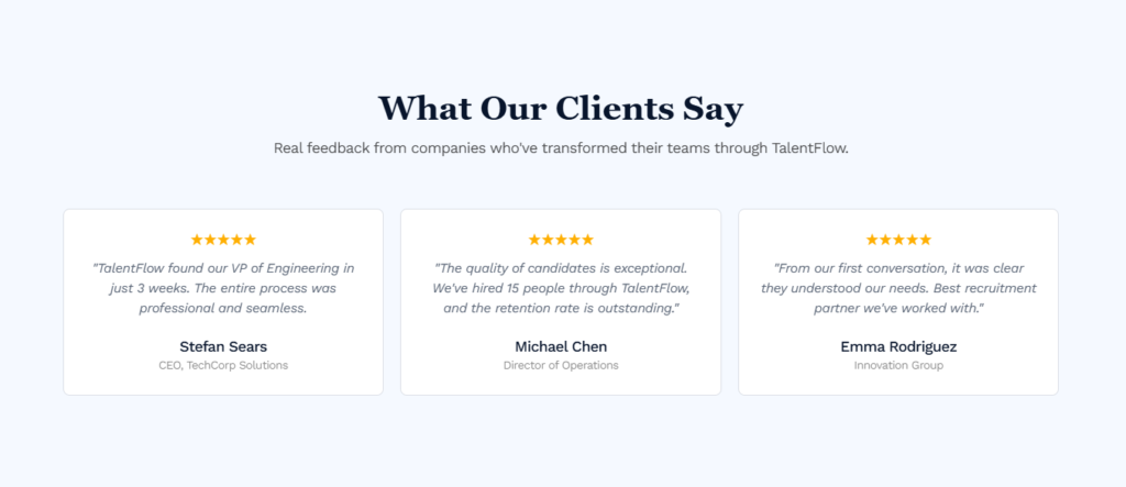 TalentFlow Testimonials