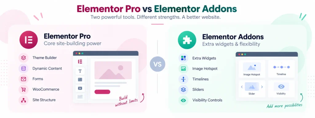 Elementor addons vs Elementor Pro
